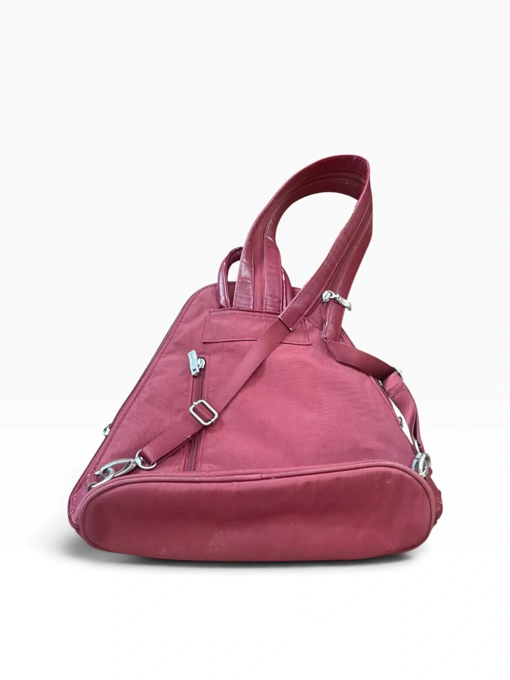 Baggallini Burgundy Red Triangle Purse Shoulder Bag Convertible Backpack